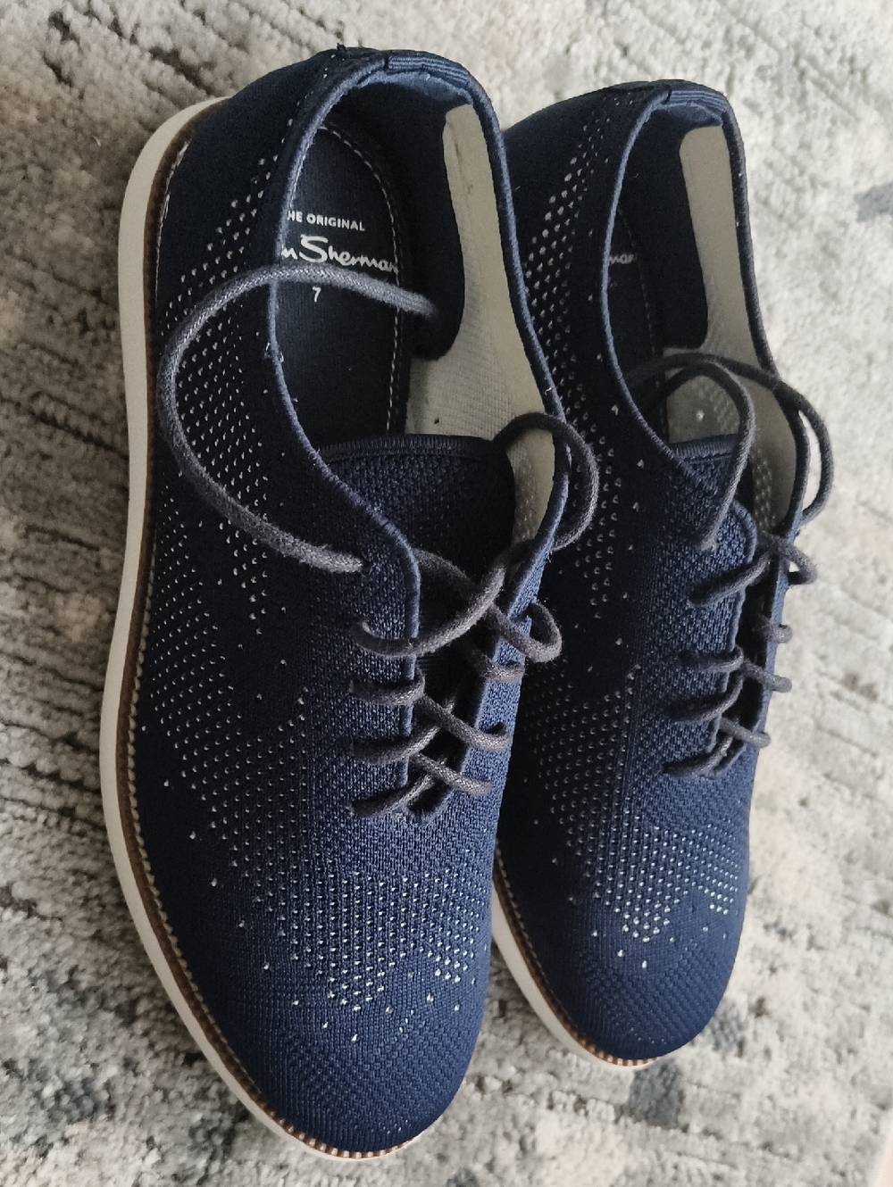 Benshearman men Navy Knit Lace-Up Oxford